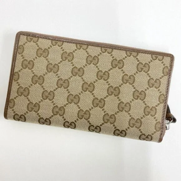 Gucci Wallet GG Canvas Leather Beige Brown - Picture 2 of 8